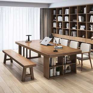 严选去客厅化大长书桌实木桌子工作台家用餐桌办公一体学习长条桌