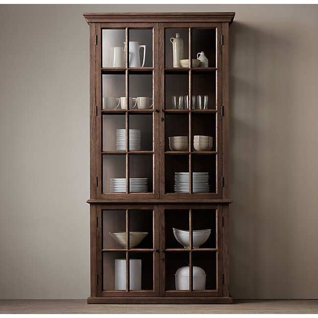 美式乡村RH实木橡木法式复古全实木单门双门四门书柜橱柜餐边柜