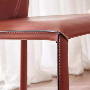 TY1949#餐椅马鞍皮革餐椅简约现代北欧书房靠背椅轻奢洽谈椅酒店