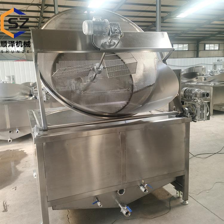 花生米油炸机小型鸡米花油炸机自动翻筐出料油炸机实体