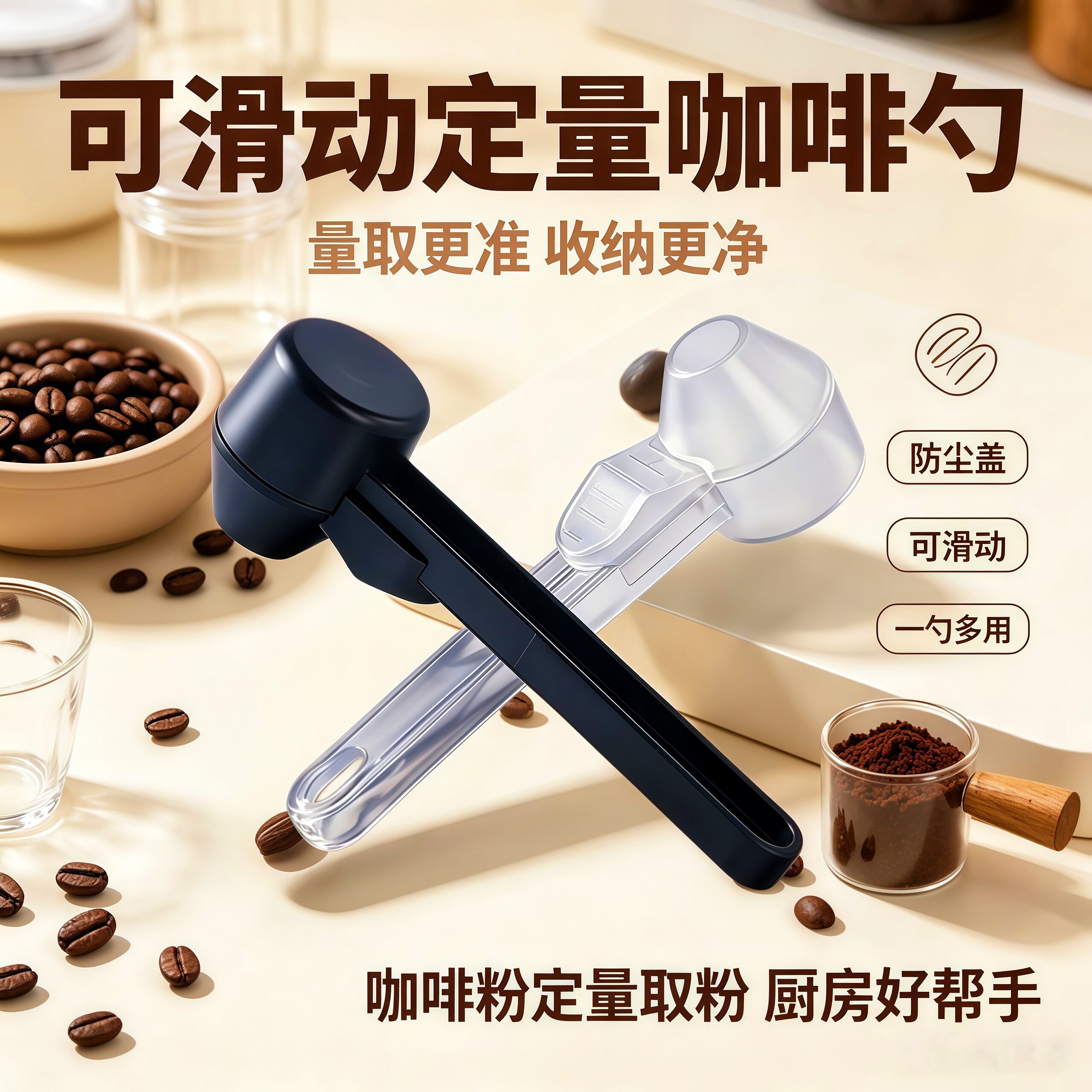 滑动定量咖啡勺子长柄防漏奶粉勺图片
