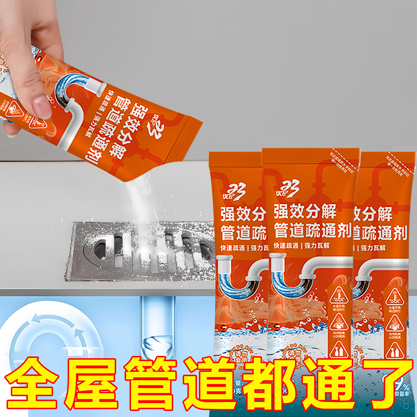 管道疏通剂强力溶解通厕所马桶厨房粉下水道油污地漏堵塞除臭神器