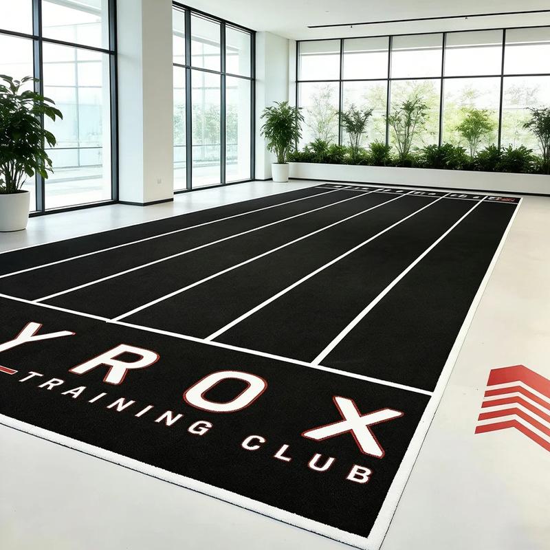 工厂直销黑色健身房白线跑道刻度草坪 私教工作室 HYROX 4m宽草坪