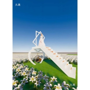 网红月亮天梯户外大型落地摆件景区公园拍照打卡告白婚庆美陈装饰