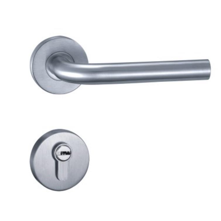 长固室内303SA不锈钢304门把手分体锁具单弯把手空心执手