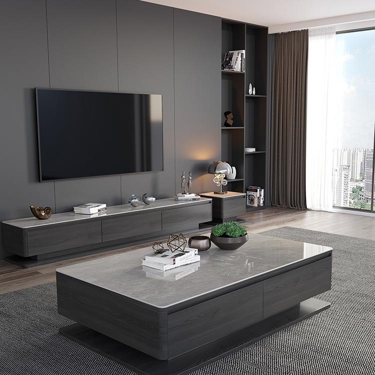 意式岩板茶几电视柜组合现代简约北欧客厅小户型茶几电视柜