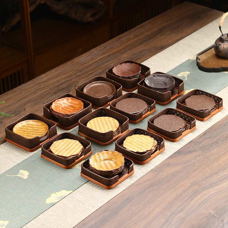手工竹编茶杯垫竹制创意杯托隔热垫子藤编中式餐垫桌垫防烫餐垫
