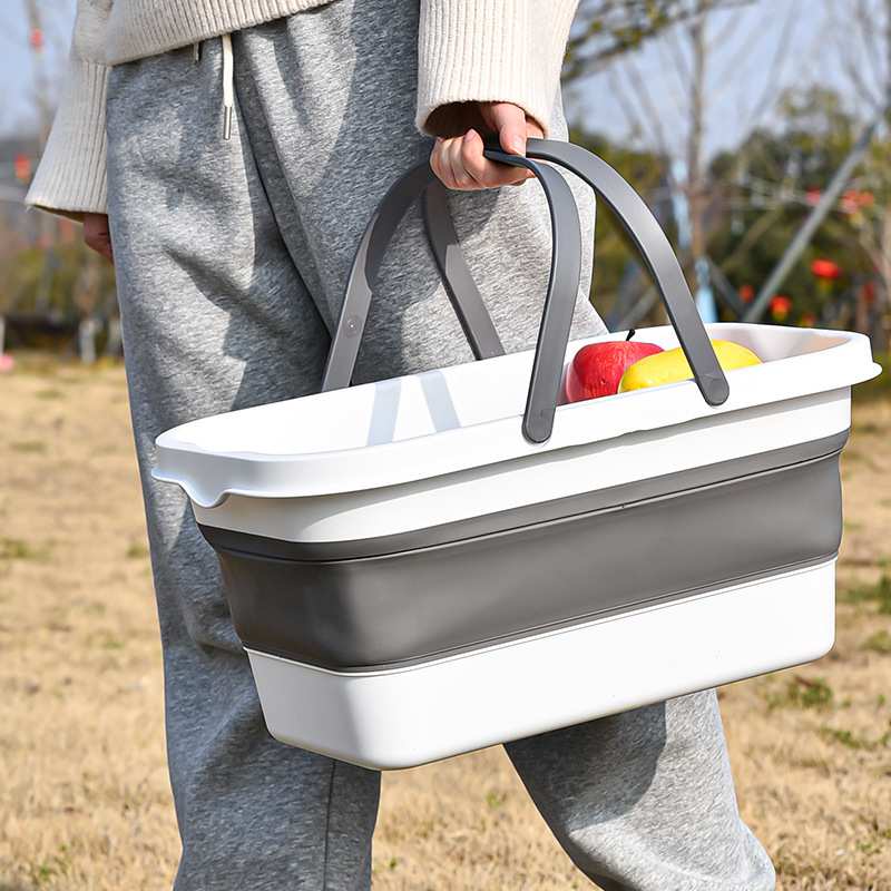 户外食品收纳篮可折叠置物盒收纳神器露营便携水果篮手拎篮