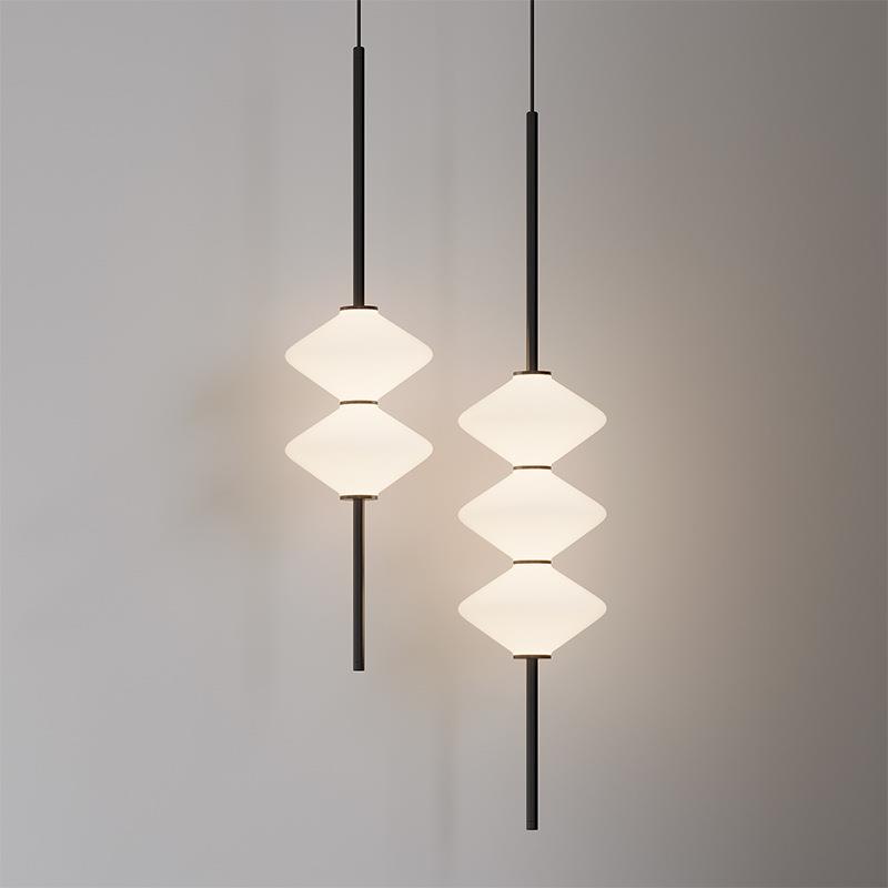 设计师款样板房法式奶油风创意玻璃极简卧室床头氛围感艺术吊灯