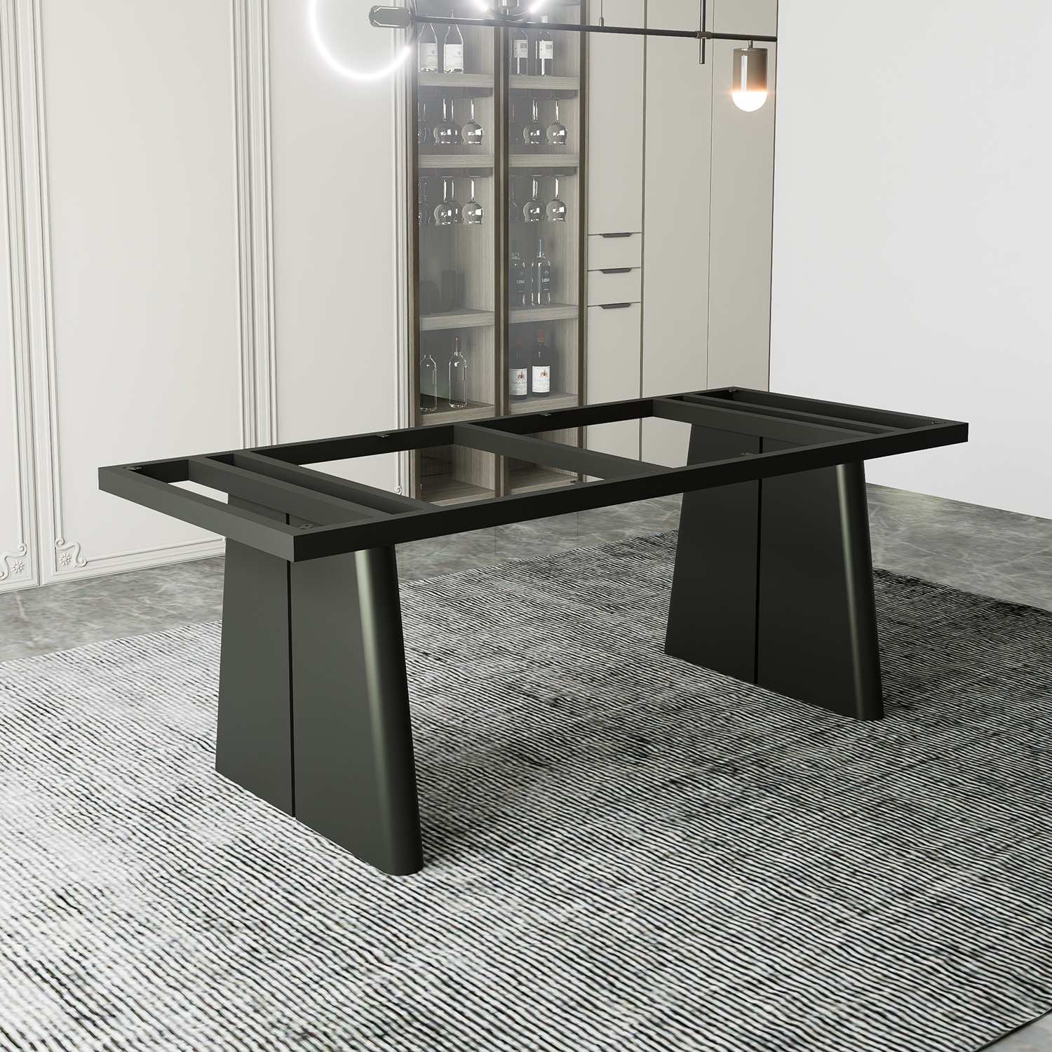 ?意式桌腿支架大理石餐桌底座奢石桌架不锈钢桌脚支撑岩板茶桌架