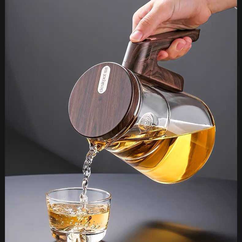 飘逸杯泡茶壶一键过滤胡桃木耐高温全玻璃内胆茶水分离杯高档茶具