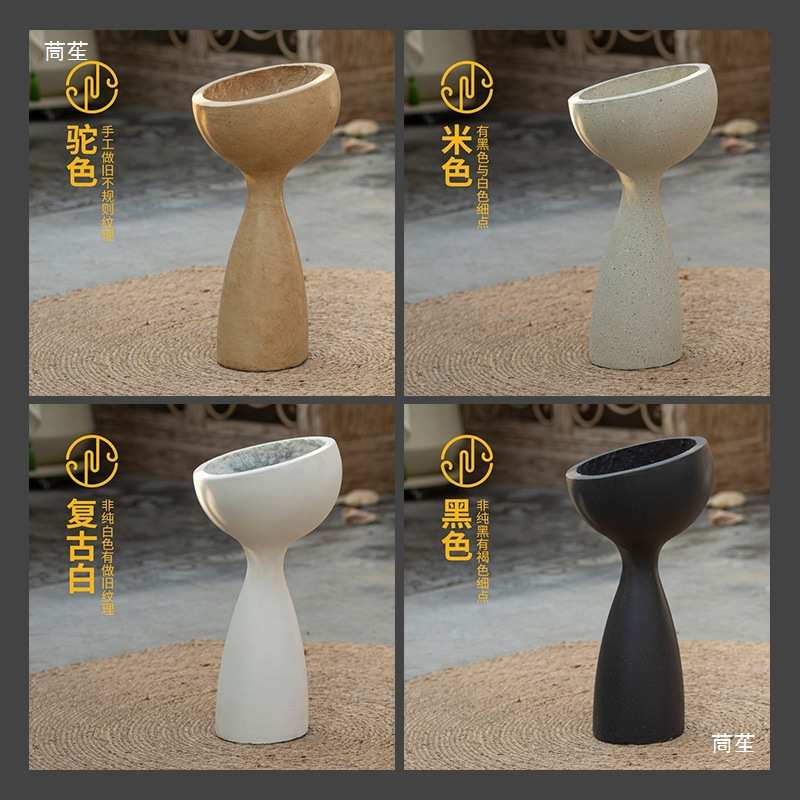 小蛮腰花盆创意落地高脚高款镁泥花盆艺术设计蝴蝶兰白色黑色大号