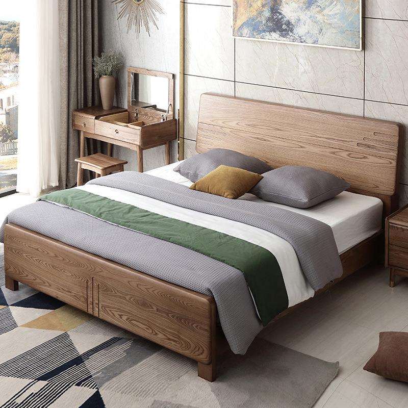 白蜡木全实木床北欧现代简约原木风1.5米1米8双人主卧婚床储物床