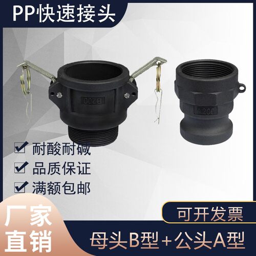 快接头阳端内丝外丝A母头扳把式B快装接头4寸 PP塑料快速接头B200