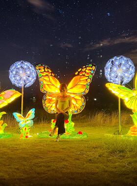 花园庭院蝴蝶发光雕塑仿真动物摆件户外园林景观装饰网红拍照打卡
