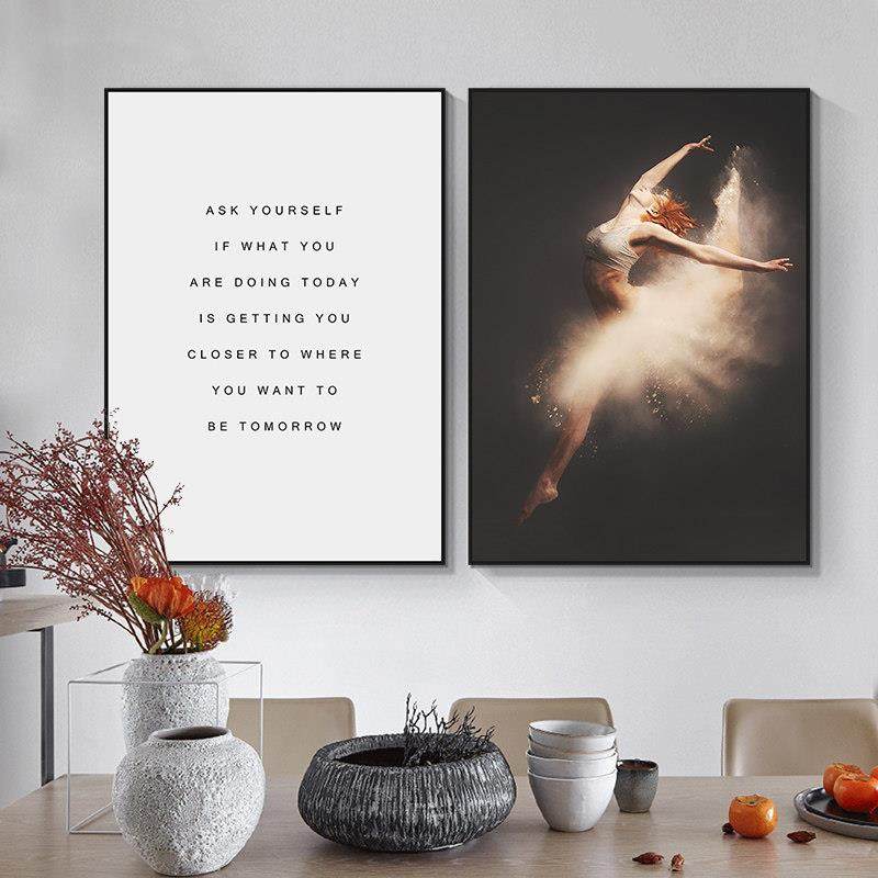 鳟鱼舞蹈艺术北欧装饰画客厅沙发背景画卧室书房英文字母墙壁挂画