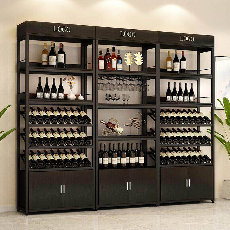 红酒柜家用酒架酒吧落地柜收纳铁艺展示架置物架酒杯欧式葡萄酒架