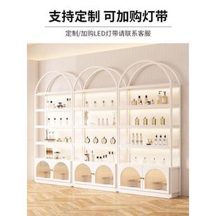 玻璃门化妆护肤品展示柜美容院宠物店美甲陈列货架多层置物架子