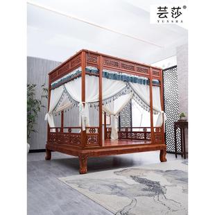 云沙中国风明清古典单、双月孔拉出式架床流苏封门挂流苏装饰防蚊