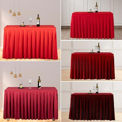 红色加厚金丝绒桌布办公室会议室桌布活动长方形桌裙红布桌套台裙