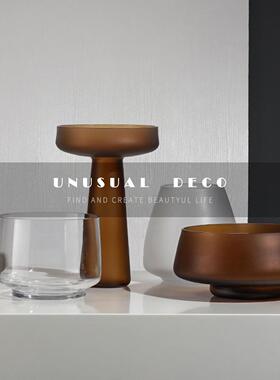 UNUSUAL 轻奢磨砂玻璃花瓶家居客厅餐桌软装饰品样板间创意摆件