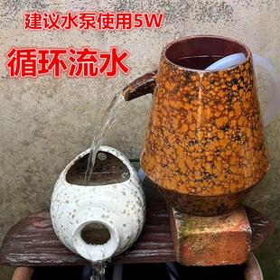 鸭嘴流水陶罐处理品异形花盆斜口流水器无孔家用椭圆形粗陶造景盆