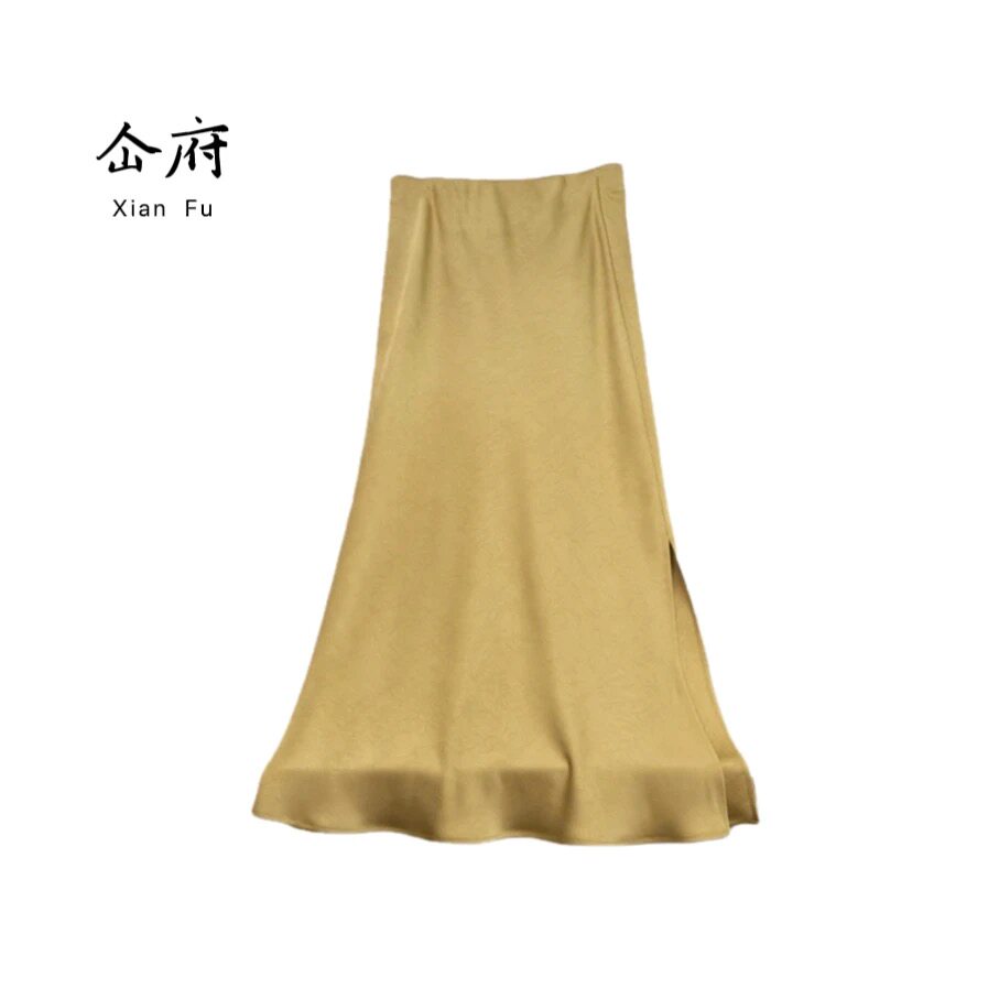 醋酸100%开叉通勤显瘦半身裙女装半身裙