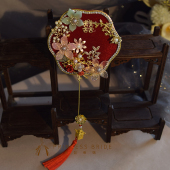 中式 古风秀禾扇迷你小扇子巴掌扇晨袍造型拍照婚礼道具新娘配饰品