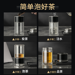 迷你茶水分离杯创意个性潮流便携泡茶杯玻璃双层网红男女水杯