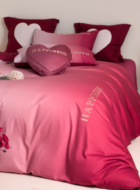 160支结婚四件套高级感红色被套婚庆床单婚嫁床上用品喜被1.8