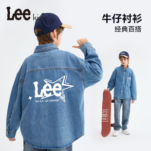 男童潮流长袖 男孩百搭衬衫 上衣 儿童牛仔外套2025新款 Leekids童装