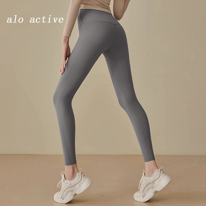 ALOACTIVE瑜伽裤女高腰提臀裸感紧身显瘦运动跑步健身弹力长裤秋