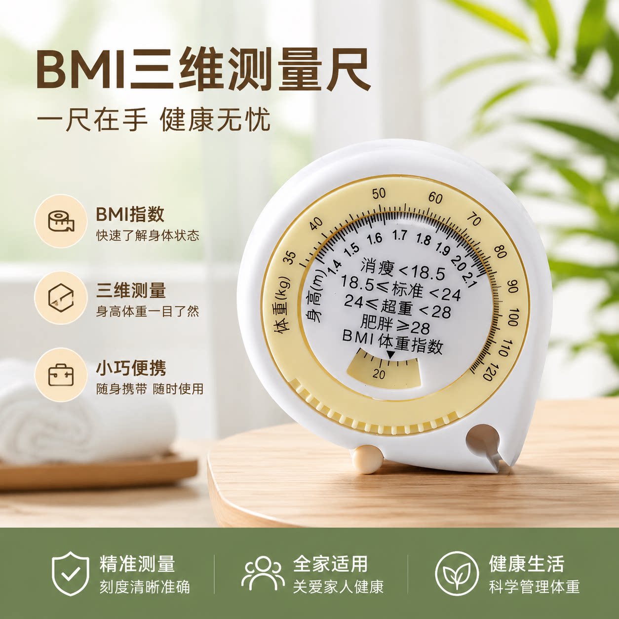 便携式自动伸缩卷尺 迷你随身量衣尺腰围胸围三围测量软尺健康尺