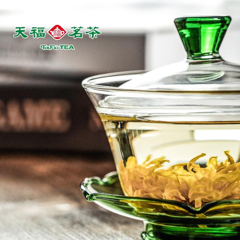 天单福茗茶工彼物春溪三才璃盖碗茶杯个泡茶玻137478-B大号加厚耐