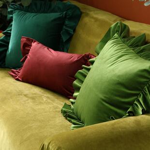 简约现代纯色法式轻奢风欧式丝绒抱枕客厅沙发靠背腰枕靠垫高级感