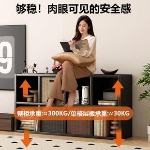 实木格子柜卡莱克自由组合简易床头书架落地客厅置物架书柜中古风