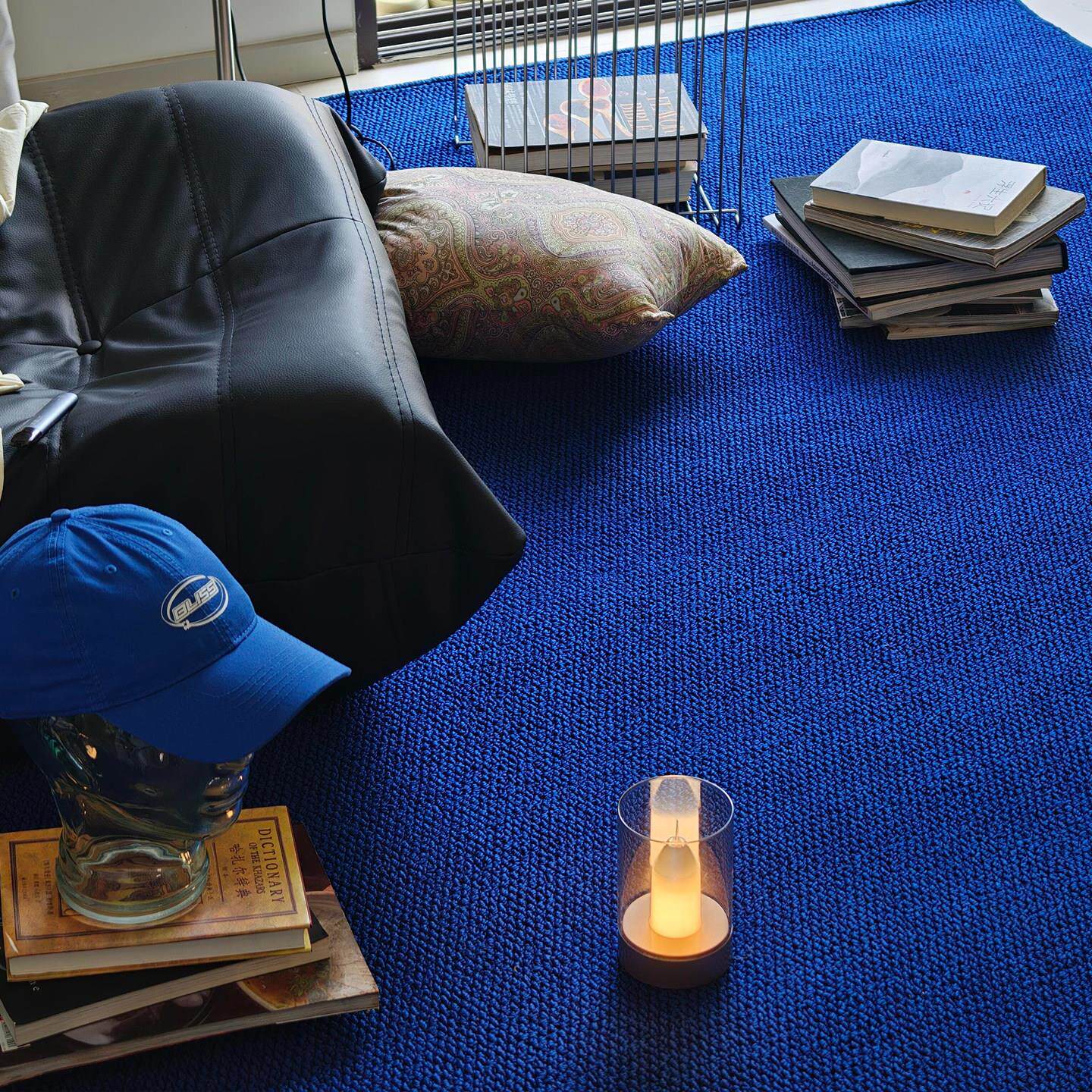 包豪斯蓝色地毯客厅轻奢高级感中古风沙发茶几毯纯色满铺床边地垫