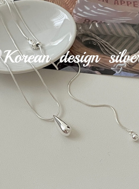 韩版ins风简约设计饰品 S925纯银水滴抽拉项链叠戴高级气质毛衣链