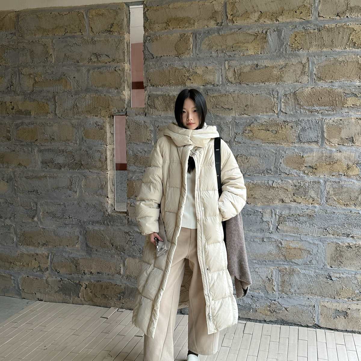 BEFORE SUNSET 日落-2025年冬季白鸭绒设计师款长款连帽羽绒服