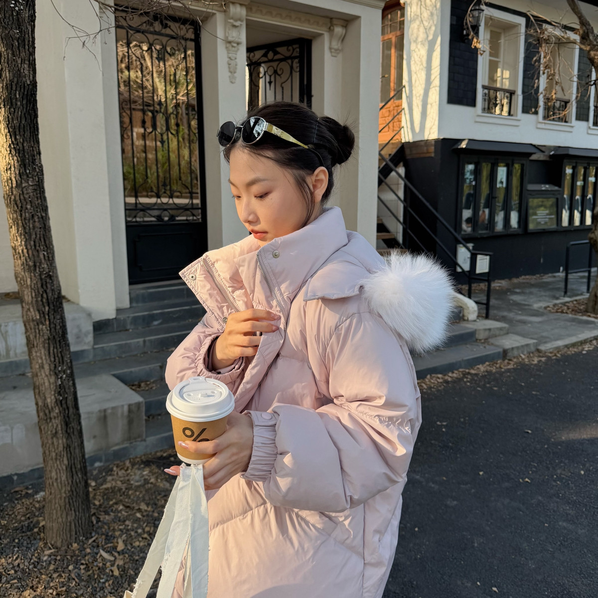 BEFORE SUNSET 日落-2025冬上新毛领连帽长袖保暖羽绒服外套