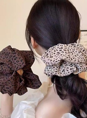 超大豹纹大肠发圈早秋新款甜酷y2k辣妹超大号低马尾发绳头绳发饰