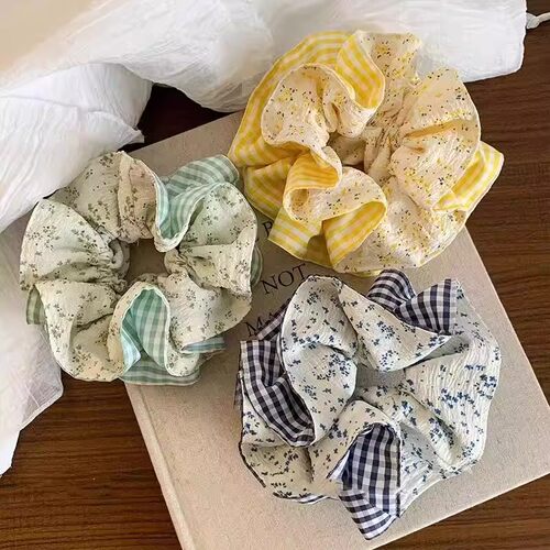 森系波点双层大肠发圈女头花少女感扎头发丸子头发绳头绳头饰发饰