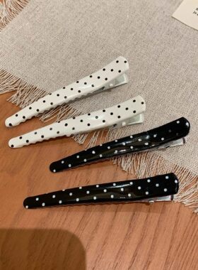 黑白波点发夹简约百搭甜美可爱夹子日常扎头发清新侧边刘海鸭嘴夹
