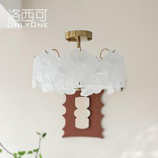 牵玻璃吸顶灯现简约客厅室餐厅主卧 洛西 可 法式 浪漫花朵代H6819