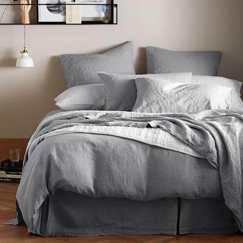 亚麻床上用品四件套水洗纯色简约床单床笠棉麻布料单人双人三件套