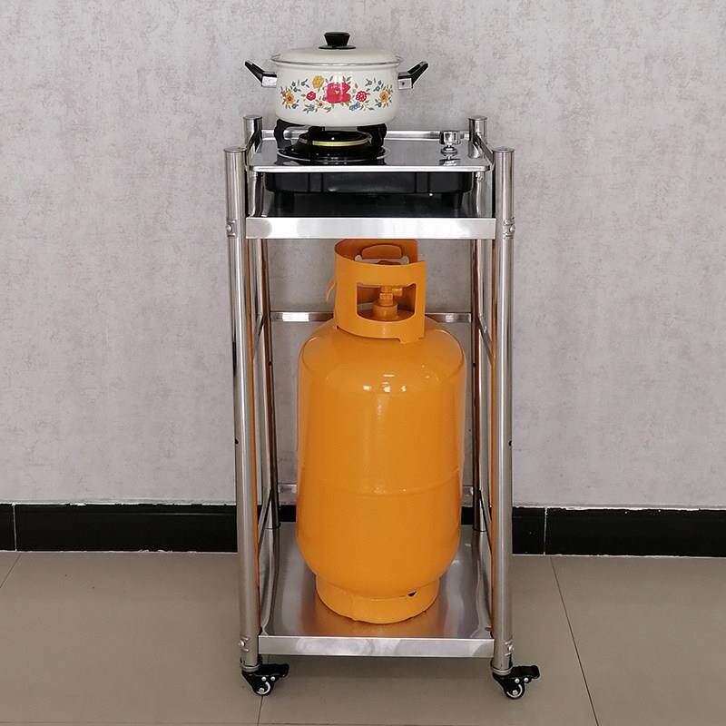 可移动液化气瓦斯罐专用置物架带轮燃气瓦斯灶台支架厨房不锈钢架