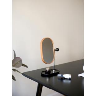 斗合家居原创设计中古风樱桃木桌面化妆镜覆古家用可旋转装饰镜子