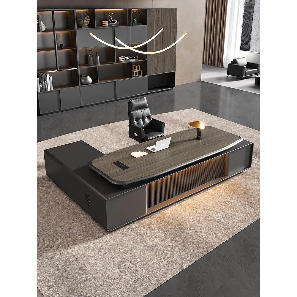 办公桌老板桌轻奢高级感总裁董事长烤漆大班台办公室经理桌椅组合