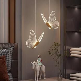 蝴蝶床头吊灯轻奢卧室现代简约网红创意垂线 线灯儿童房间主卧吊