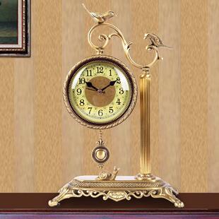 高档纯铜新中式座钟黄铜钟表座钟风水摆饰静音时钟客厅钟表摆件